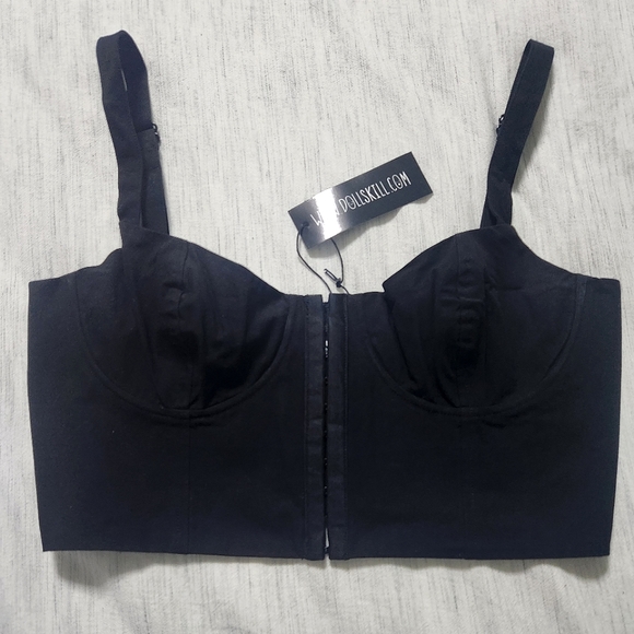Current Mood Black Bustier Crop Top Size Medium NWT - Picture 1 of 7